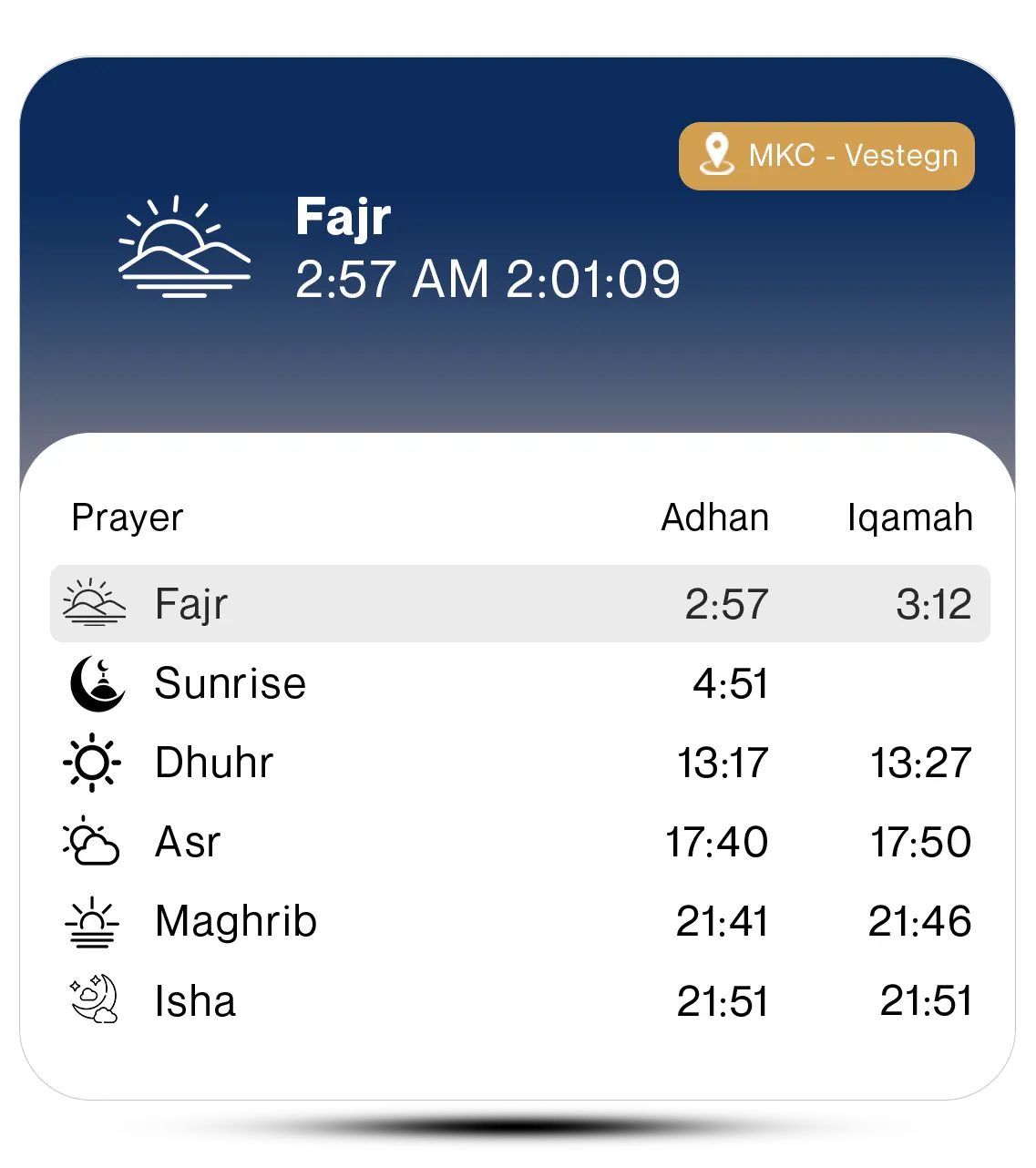Large Calendar Widget - Dark Mode